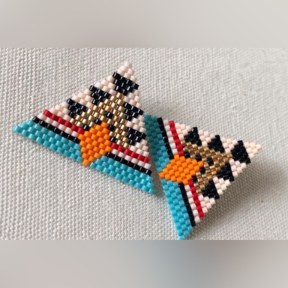 Geometric Beaded Triangle Earrings